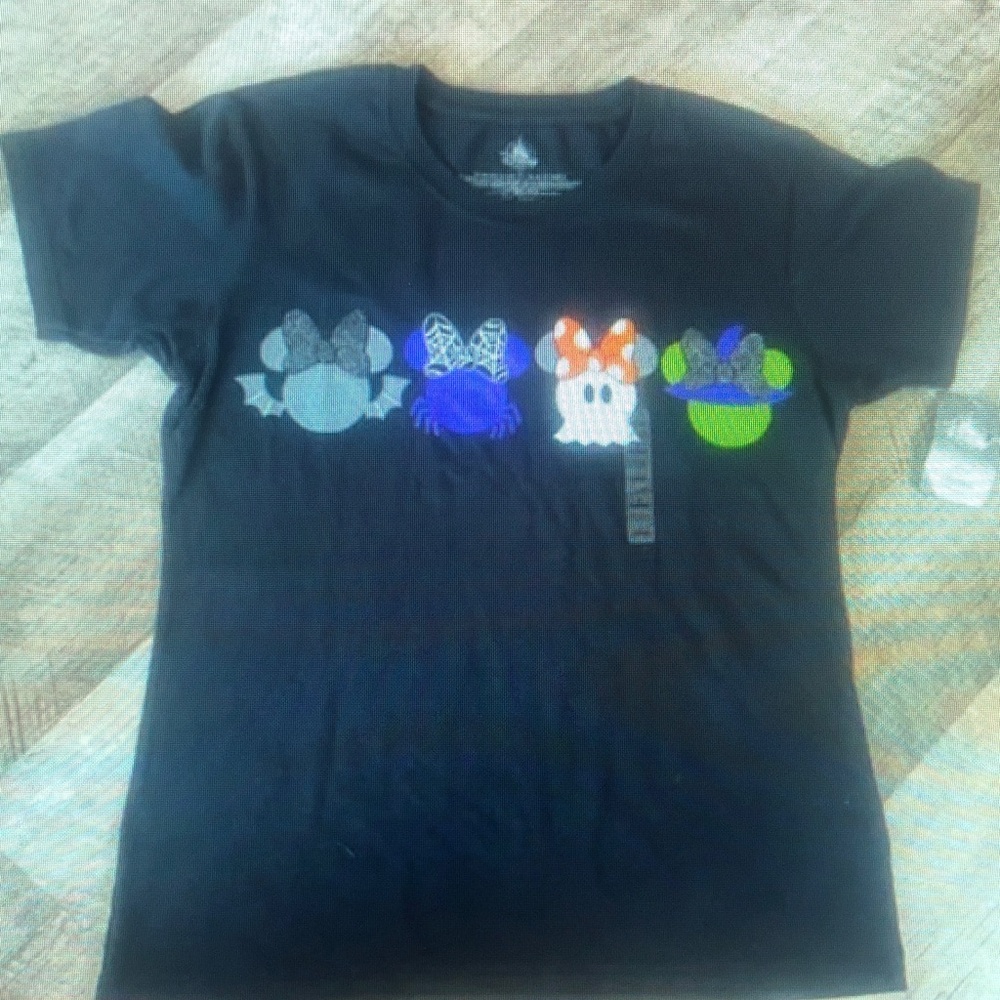 Women's Black Graphic Tee with Colorful Designs